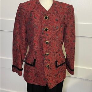 Albert Nipón Vintage Maroon/Black Velvet Jacket - Sz 6